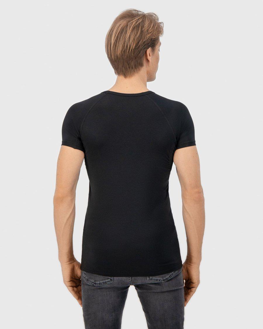 t-shirt, korte mouw, zwart, slank, rugzicht