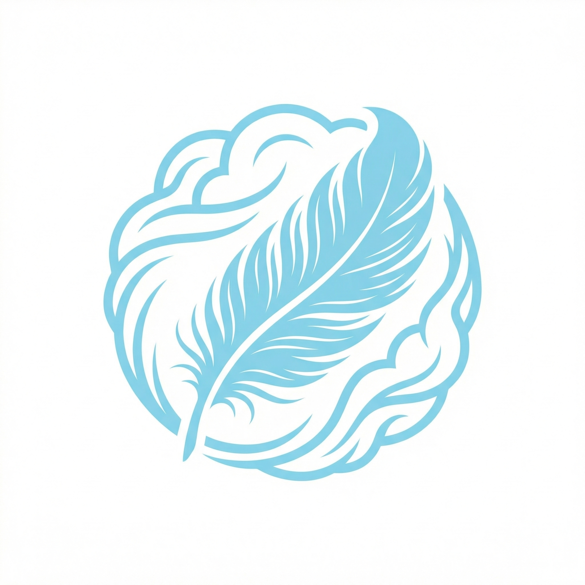 veren, veertje, wolkje, cirkel, blauw