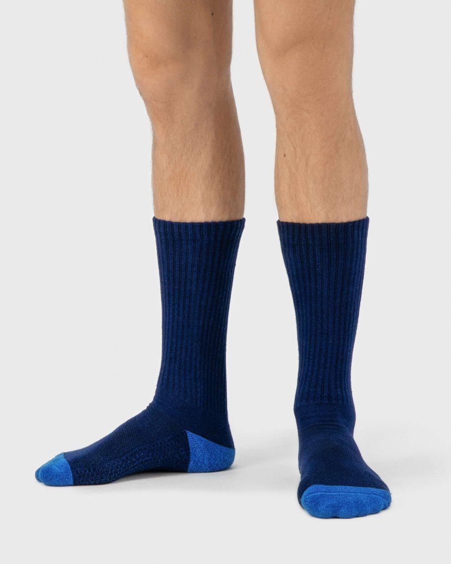 knee-high, sokken, blauw, ribbel, sportsokken
